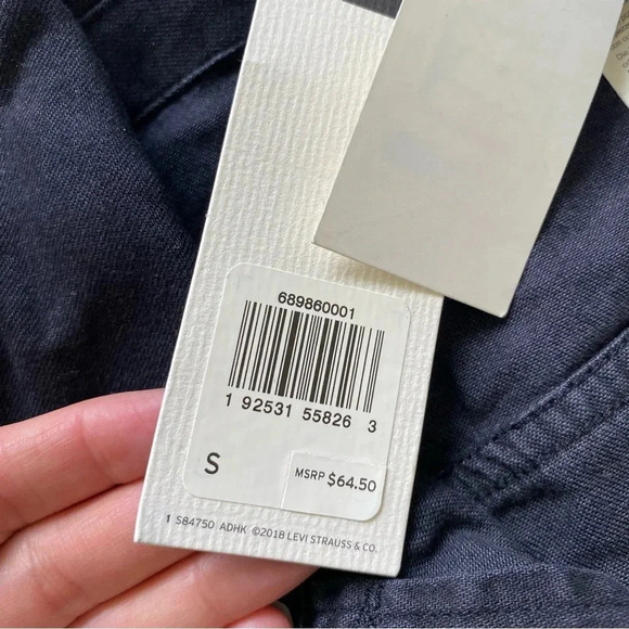 NWT LEVI'S BLACK Short 100% Cotton Collared Mini Dress Size S - Picture 12 of 12